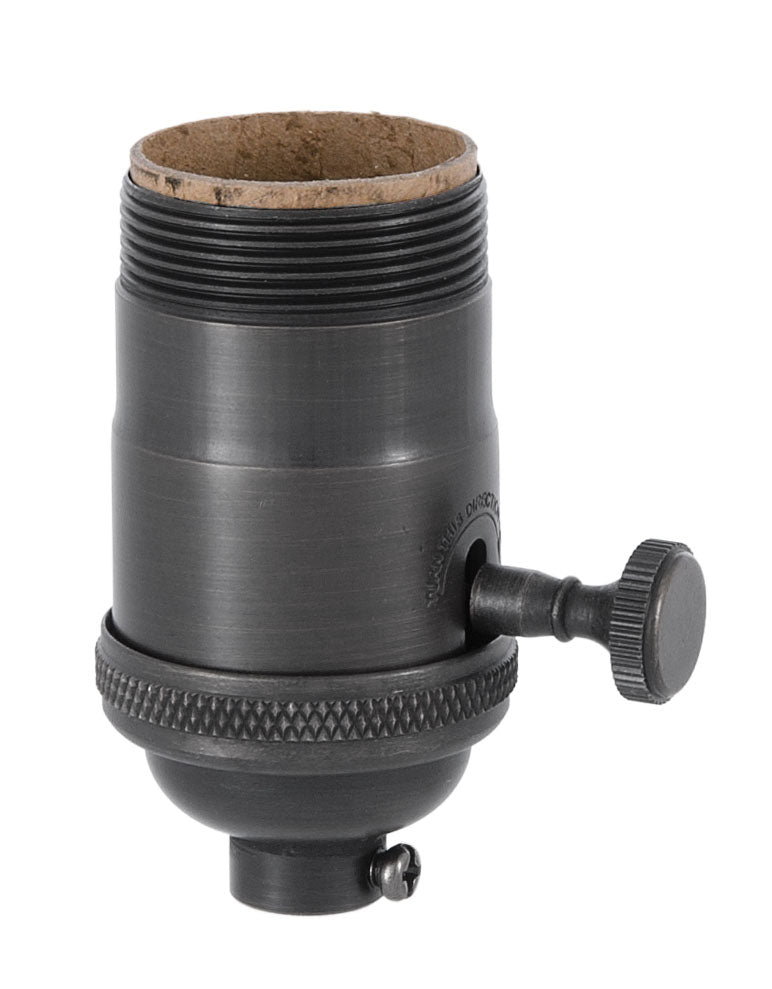 Heavy Turned Brass Lamp Socket w/Brass Knob, Antique BRONZE Finish, UNO Thread - Choice of Function