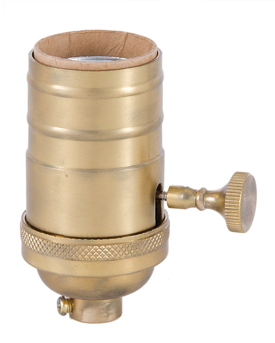 3-Way, Turned Brass Lamp Socket w/Satin Brass Finish
