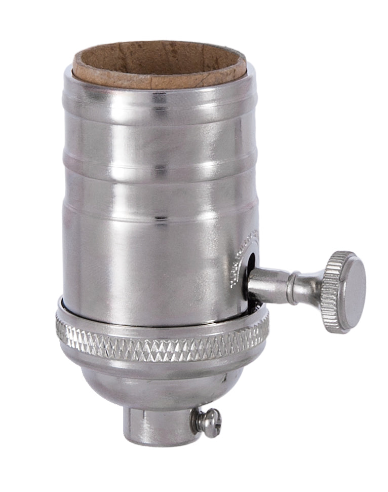 3-Way, Turned Brass Lamp Socket w/Satin Nickel Finish