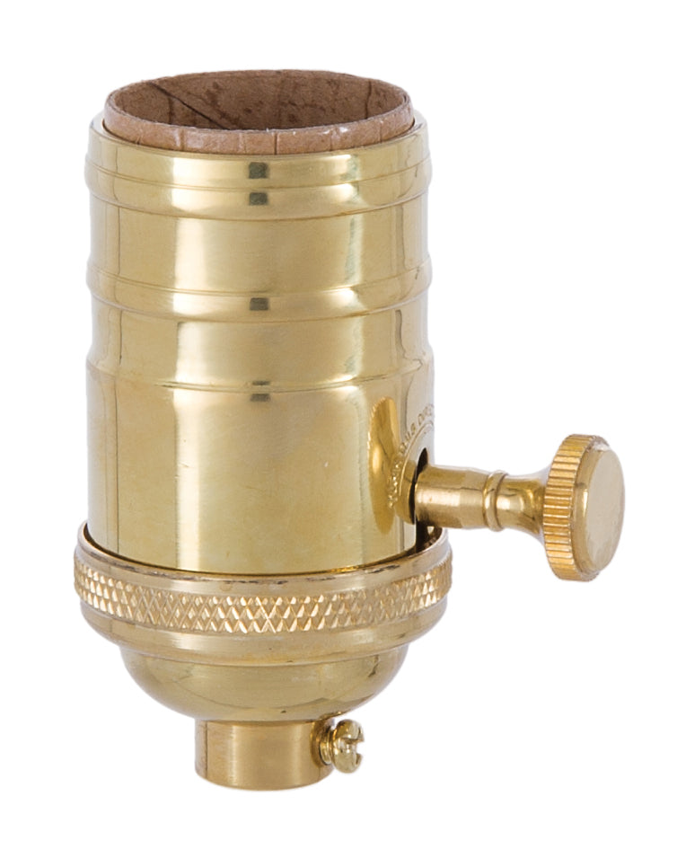 3-Way, Turned Brass Lamp Socket w/Special Polished-No Lacquer Finish