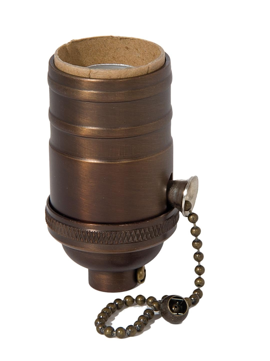 Brass Socket, On/Off Pull Chain, No UNO Threads, Antique Bronze