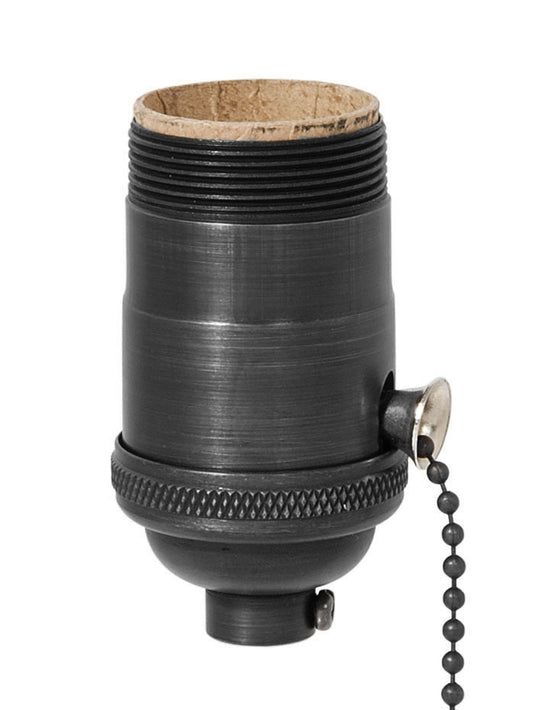 Heavy Turned Brass Socket with SATIN BLACK Finish, On/Off Pull Chain function, UNO Thread