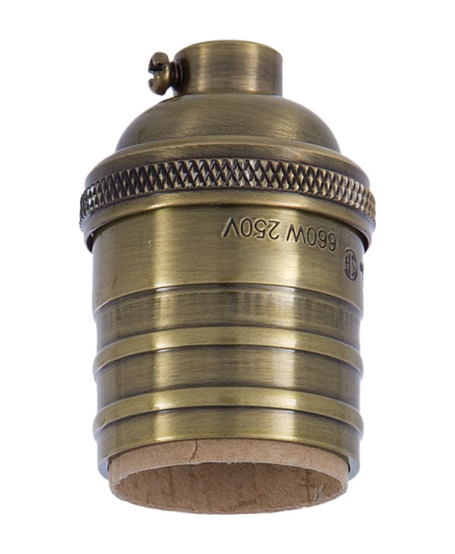 Antique BRASS Finish Heavy Turned Brass Keyless Sockets, No UNO Thread