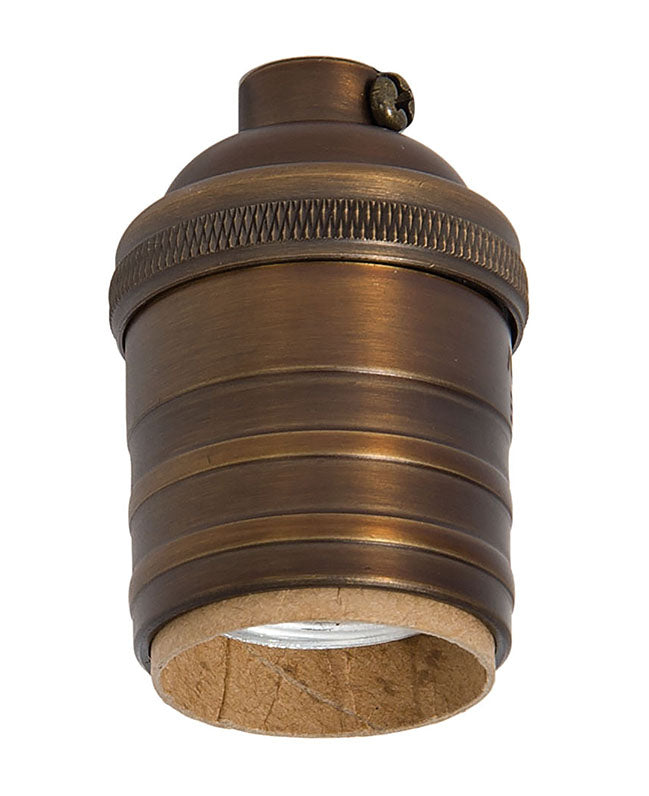 Short Keyless Brass Socket, No UNO Threads, Antique Bronze