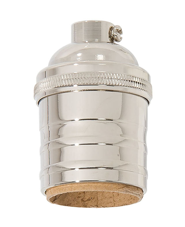 Nickel Plated Finish Heavy Turned Brass Keyless Sockets, No UNO Thread