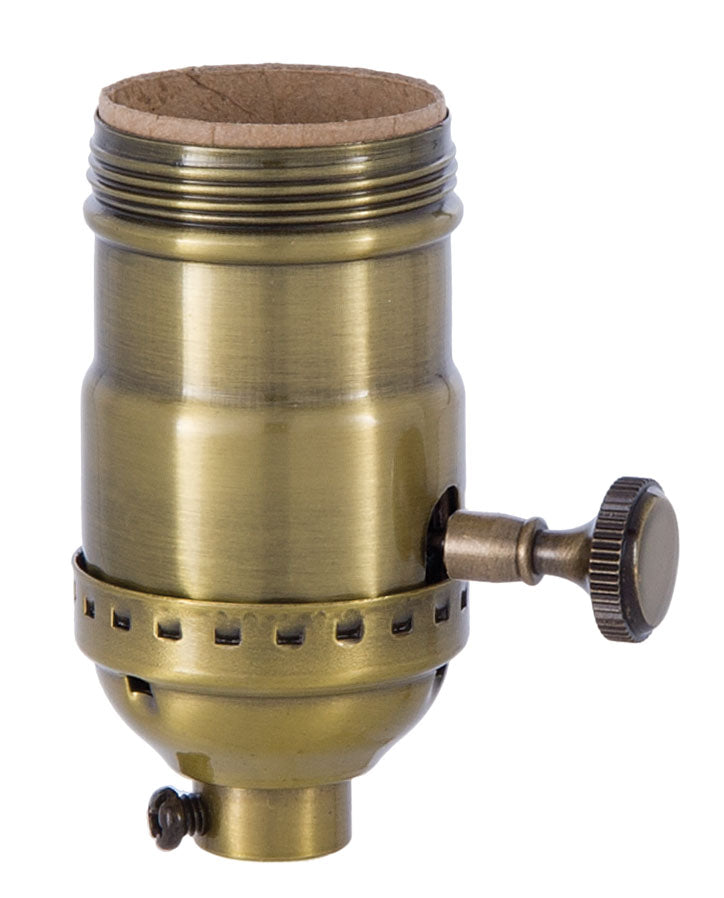 Antique Brass Turn Knob Early Electric Industrial Style Lamp Sockets, UNO Thread - Choice of Interior