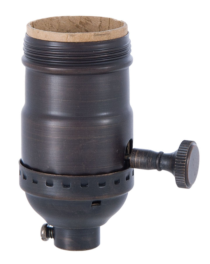 Antique Bronze Finish Brass Turn Knob Industrial Style Lamp Socket - Choice of Interior