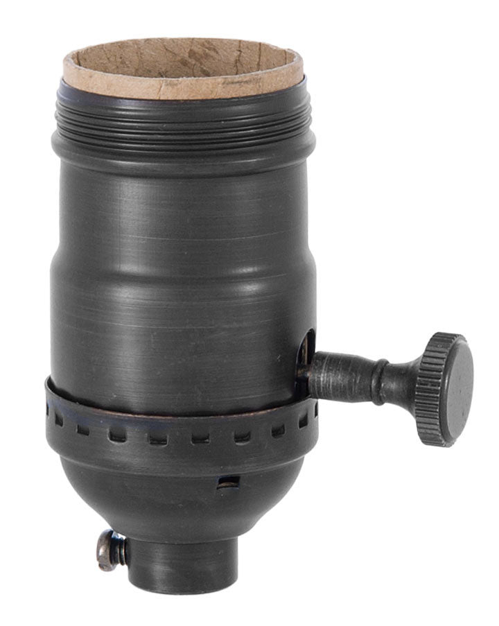 Satin Black Finish Brass Turn Knob On/Off Function Industrial Style Lamp Socket , UNO Thread