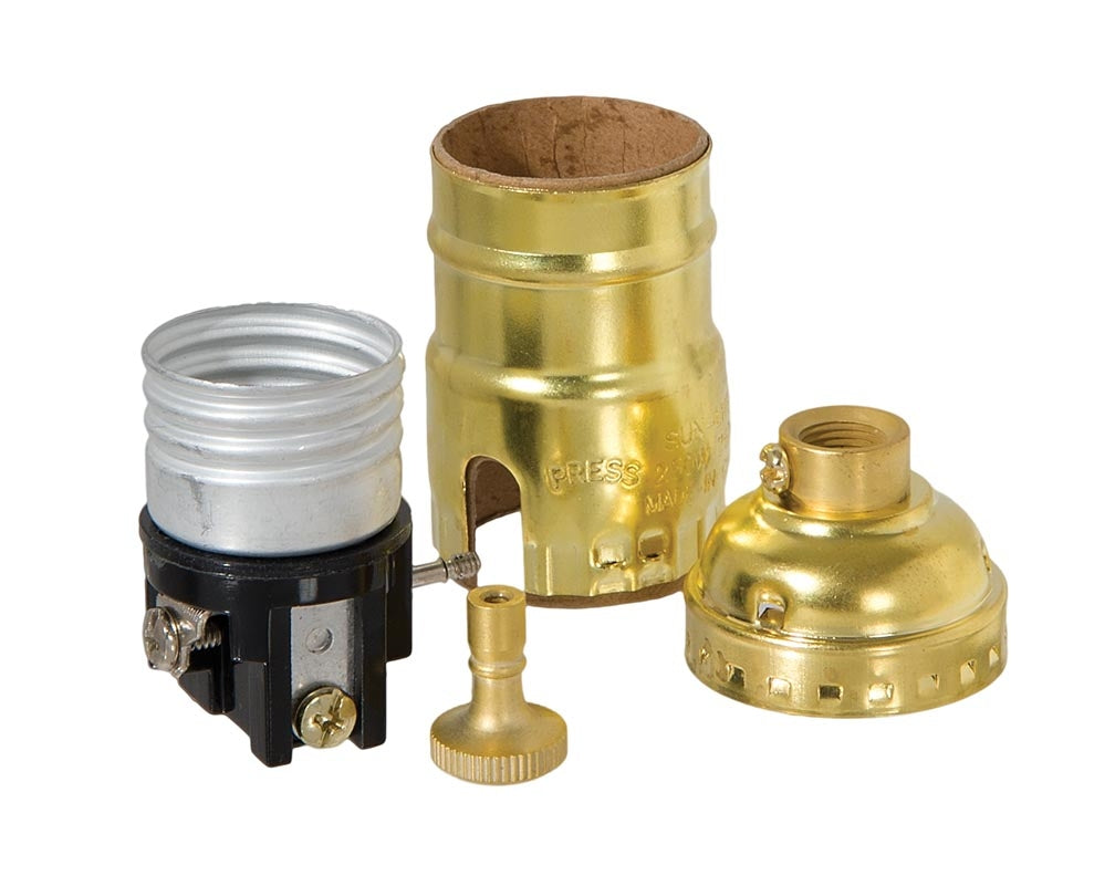 No UNO Thread Unfinished Brass Turn Knob Style Lamp Socket, E-26 Size, Choice of Turn Knob Interior