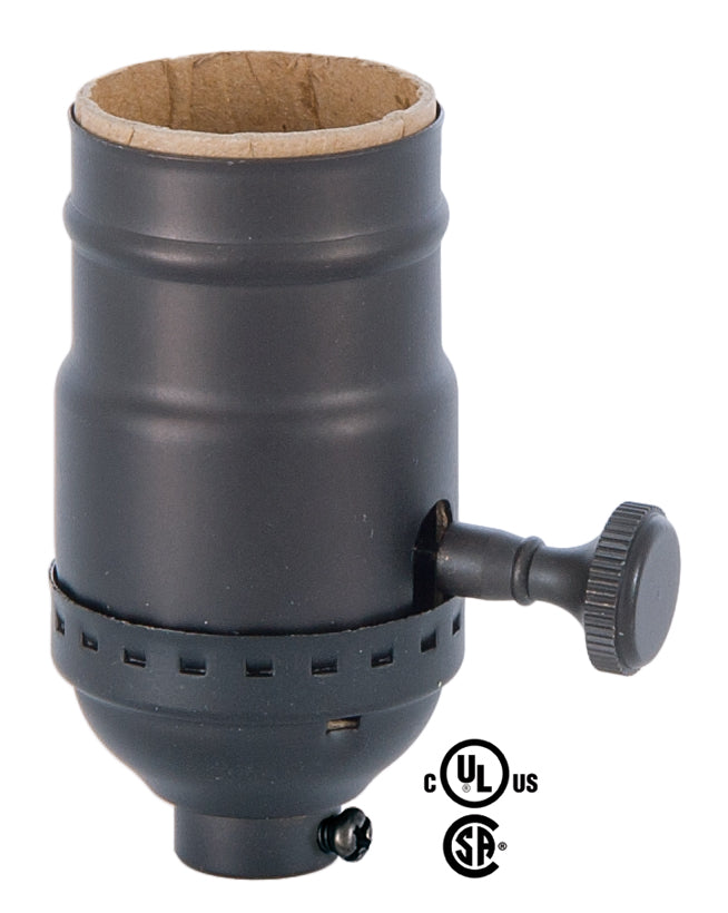 Antique Bronze Finish Turn Knob Brass Lamp Socket, No UNO, Choice of Knob Function