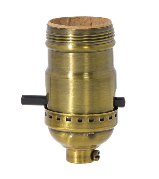 Brass Early Electric Style Lamp Socket, Antique BRASS Finish, Push-Thru, On/Off function, UNO Thread Shell