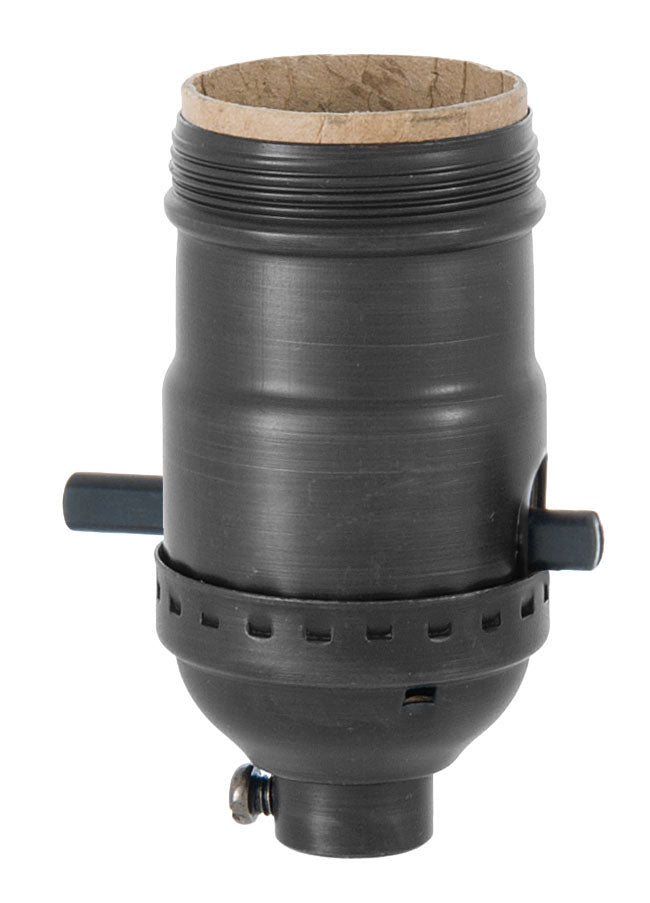 Brass Early Electric Style Lamp Socket, SATIN BLACK Finish, Push-Thru, On/Off function, UNO Thread Shell