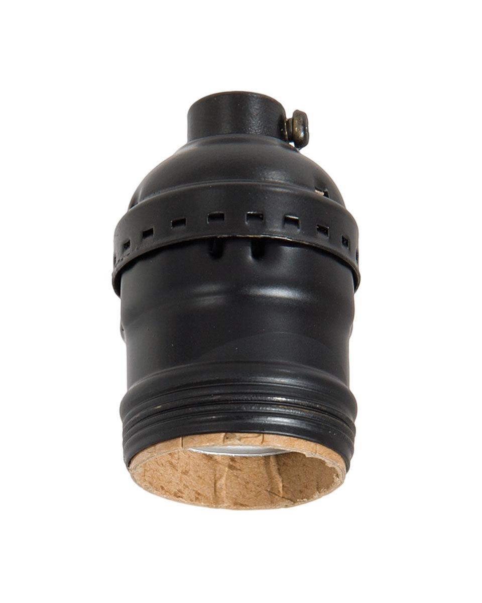 Satin Black Finish Brass E-26 Short Keyless Lamp Socket, UNO Threads