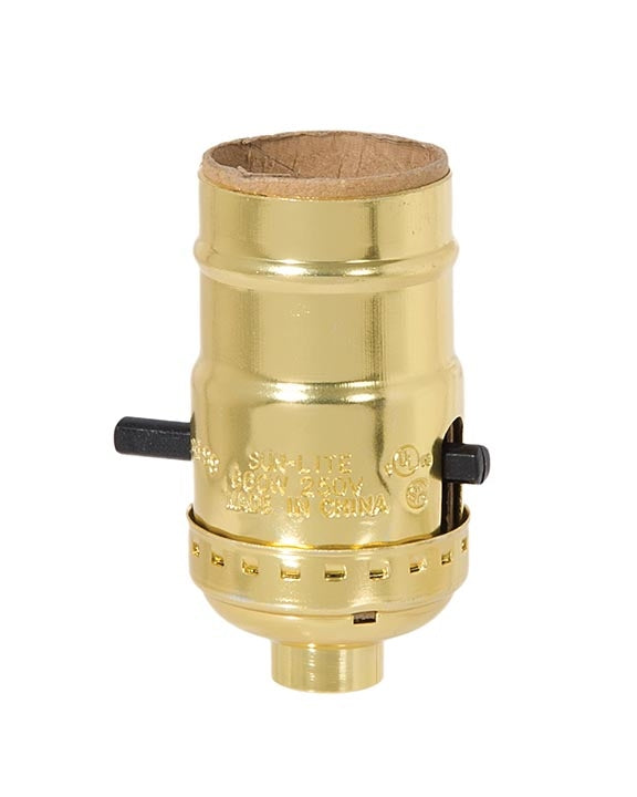 Antique Brass Push-Thru Lamp Socket With Side Outlet – #340A – Aluminum Construction