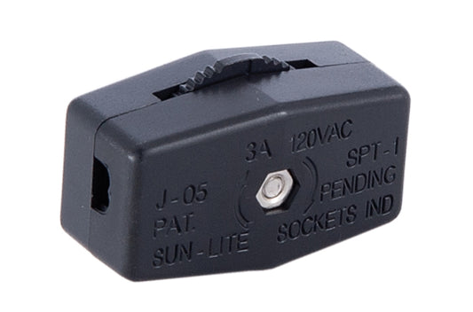 Black Inline ON-OFF Rotary Cord Switch for 18/2 SPT-1 lamp cord