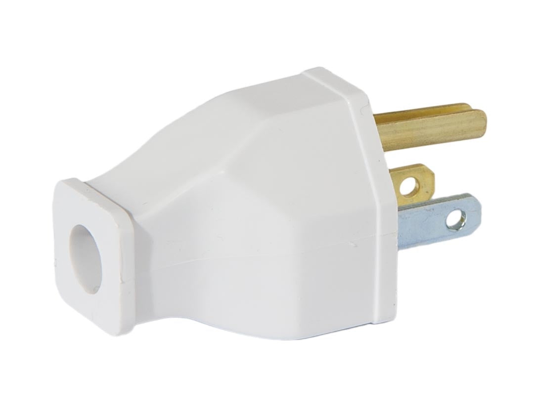 Cooper Brand Industrial Style 2-Pole, 3-Wire Grounded White Plug, Fits SVT & SJT Wire
