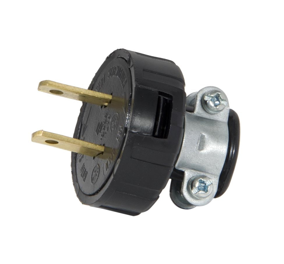 Straight Blade 2-Wire Plug, Black, Residential Grade