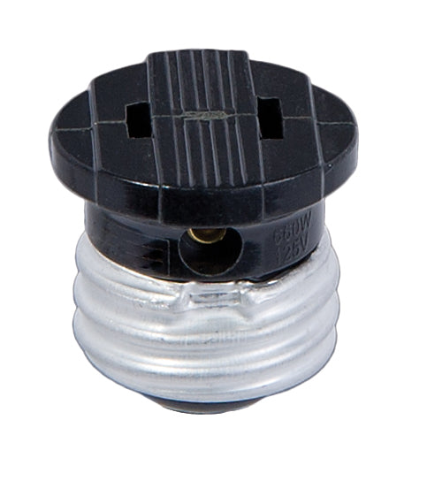 Black Medium Base Socket to Outlet Adaptor