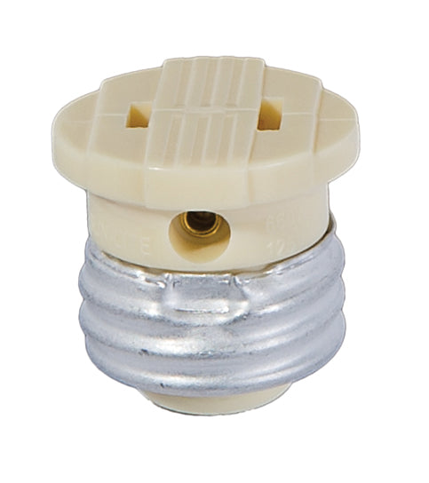White Medium Base Socket to Outlet Adaptor