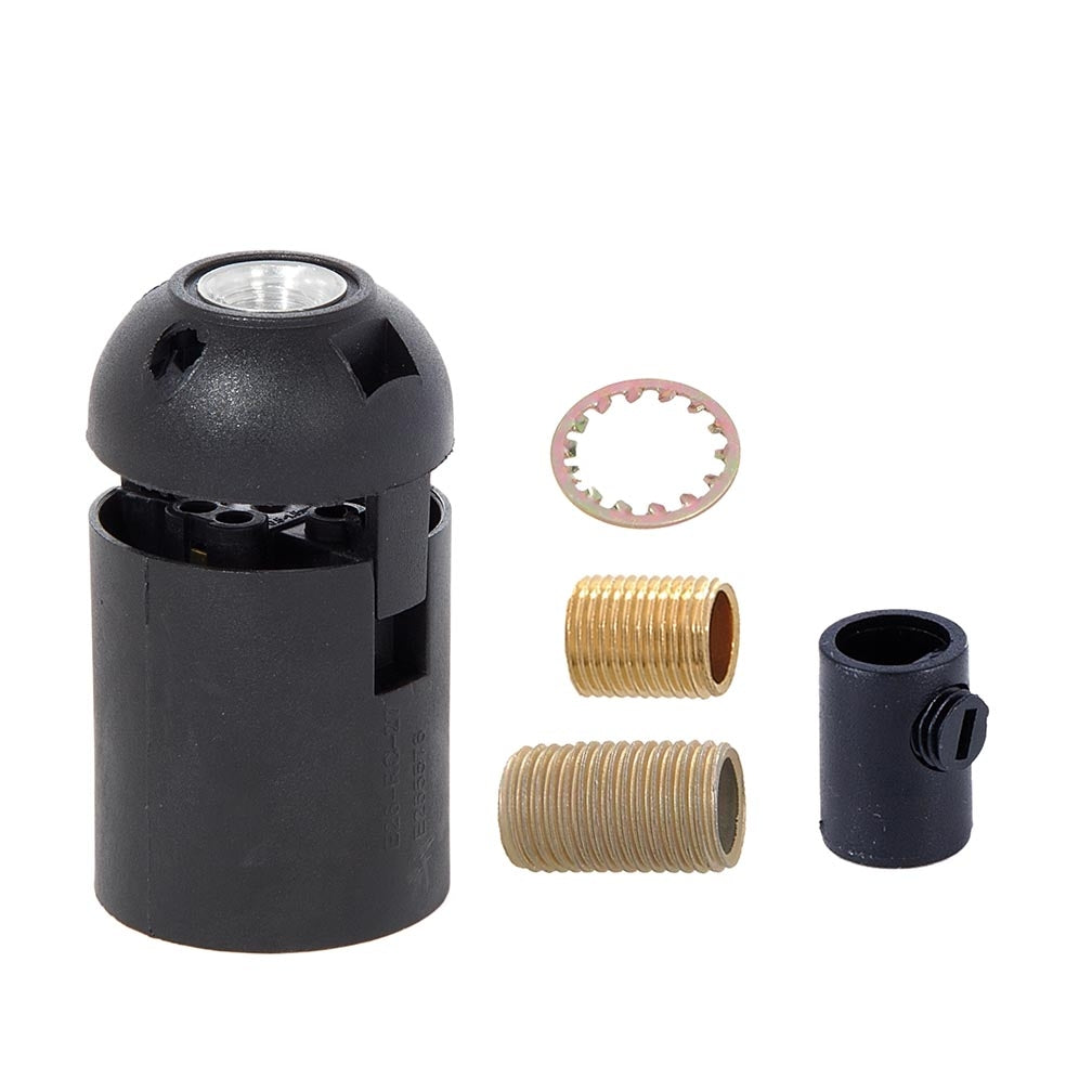 Polished Nickel Finish Die Cast Aluminum E-26 Socket Cover with E-26 Socket and Mounting Hardware