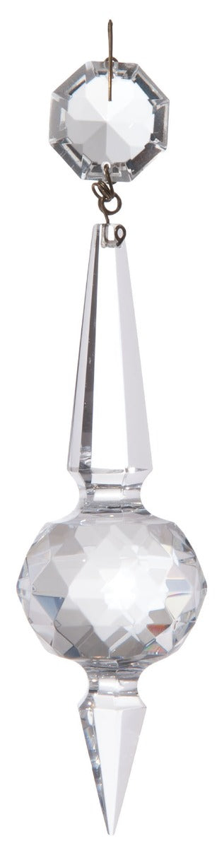 5 1/4" Magnum Prism with Clear Faceted Ball, ~7" Overall Length