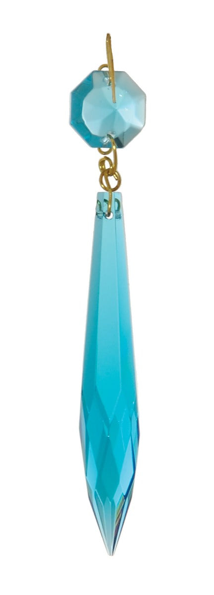 3" Light Blue U-Drop Prism, ~4-1/4" overall length