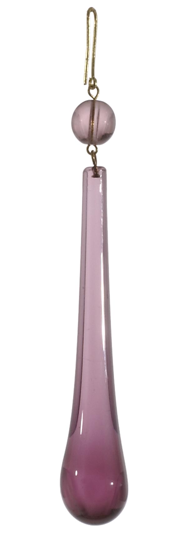 3" Amethyst Teardrop w/Bead, ~4-3/8" overall length