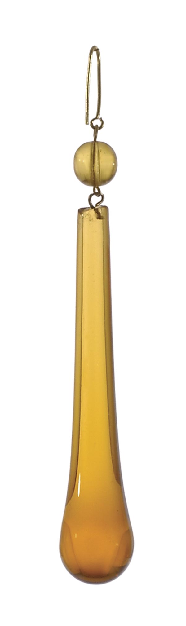 3" Amber Teardrop w/Bead, ~4-3/8" overall length