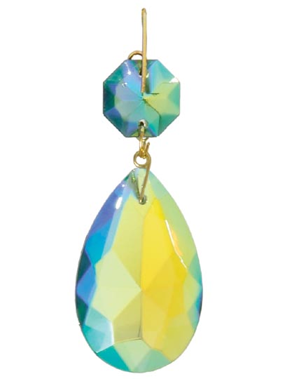 1 1/2" (38mm) Blue/Green Iridesence Pendalogue, ~2-5/8" overall length