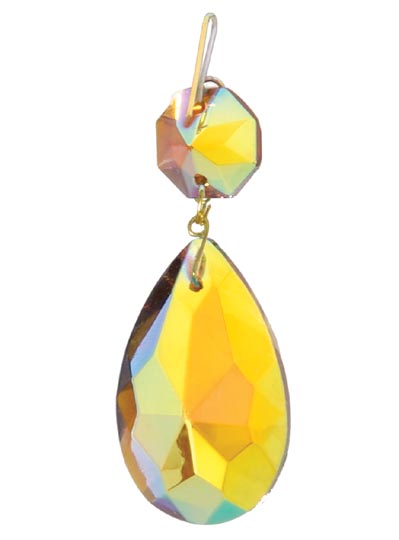 1 1/2" (38mm) Amber Pendalogue with Gold Iridescent finish on 1 side, ~2-5/8" overall length