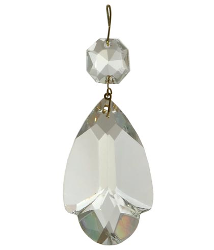 2" Clear Deco Pendalogue, ~3-1/2" overall length