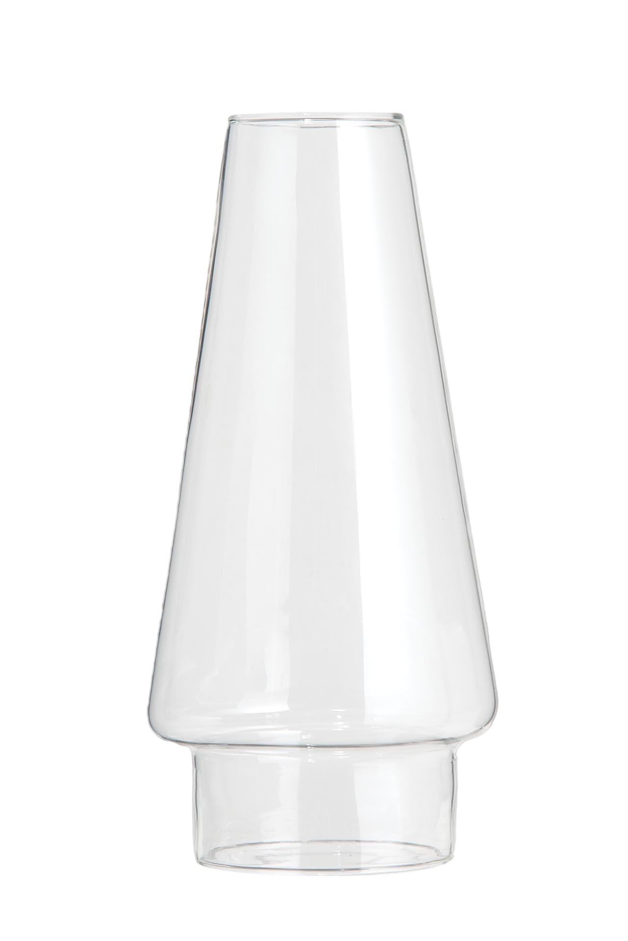 Modern Clear Glass Chimney, 4" Dia. Bulge, 8-1/2" Tall
