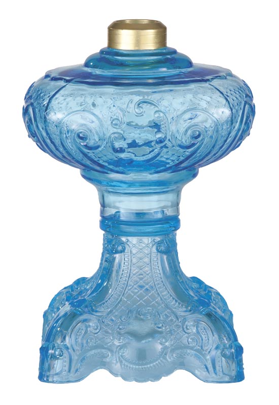 9-1/2" Light Blue "Princess Feather" Oil Lamp Font