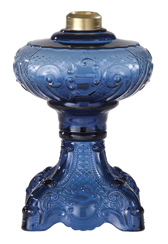 9-1/2" Medium Blue "Princess Feather" Oil Lamp Font