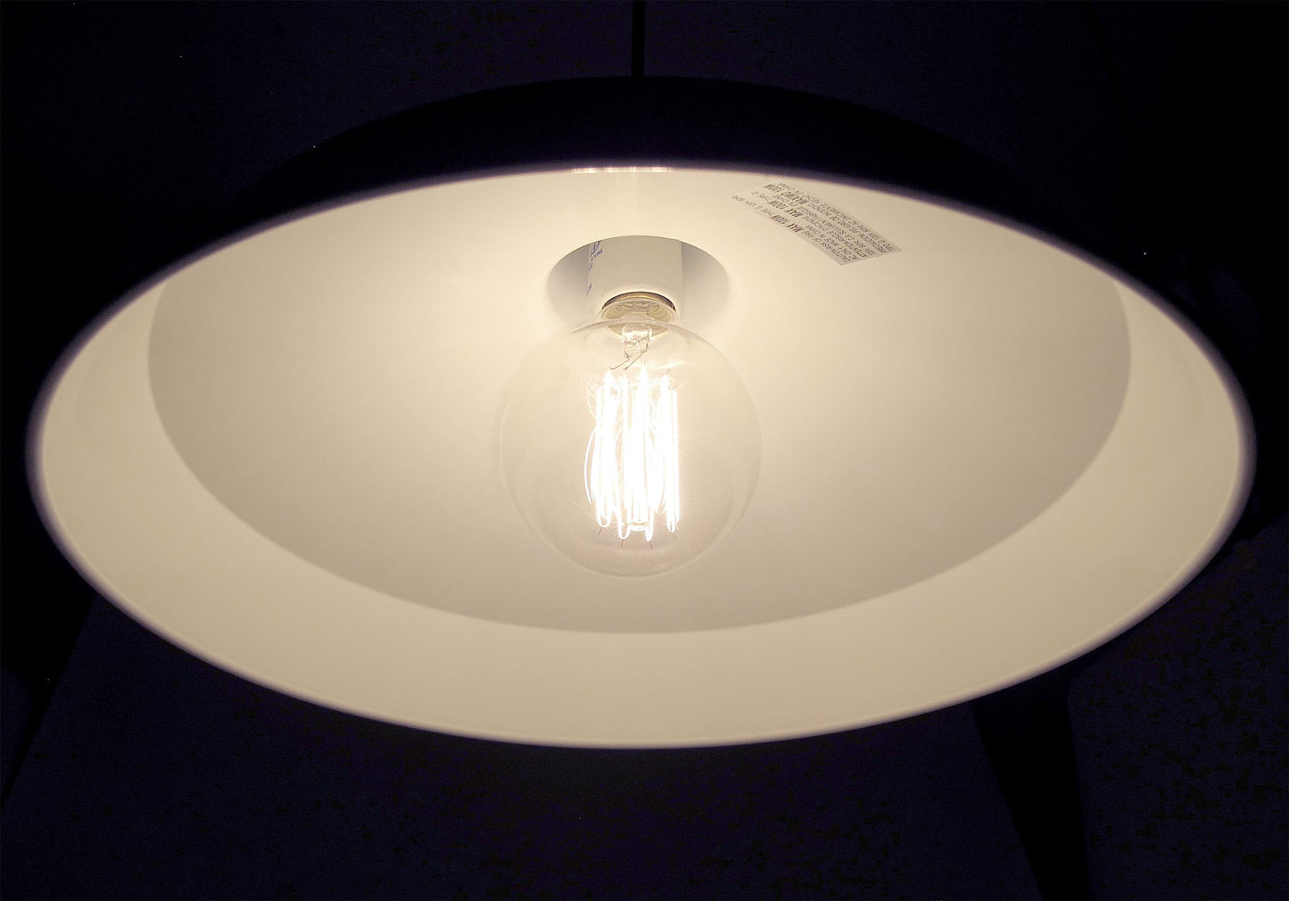 - DISCONTINUED - Industrial Style Metal Light Shade Pendant with White Finish