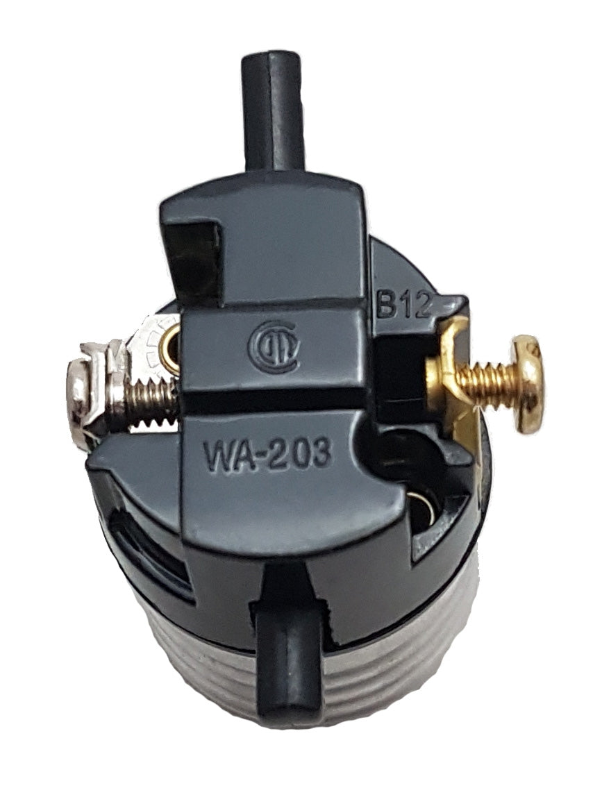 Push-Thru Medium Base Lamp Socket with Nickel Finish