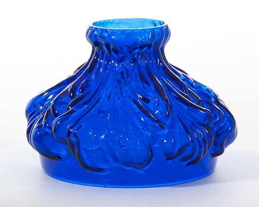 DISCONTINUED) Miniature Cobalt Blue with Embossed "Plumage" motif Glass Shade, 4 inch fitter (00025)