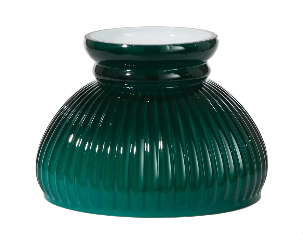 6" Green Over Opal, Cased Glass Rib Lamp Shade (00221C)