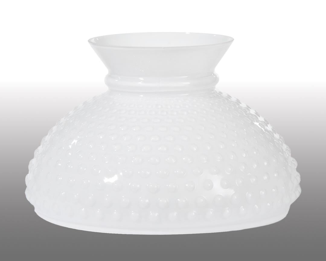 Clear Over Opal Glass Hobnail Lamp Shade, 10 inch fitter (06162C)