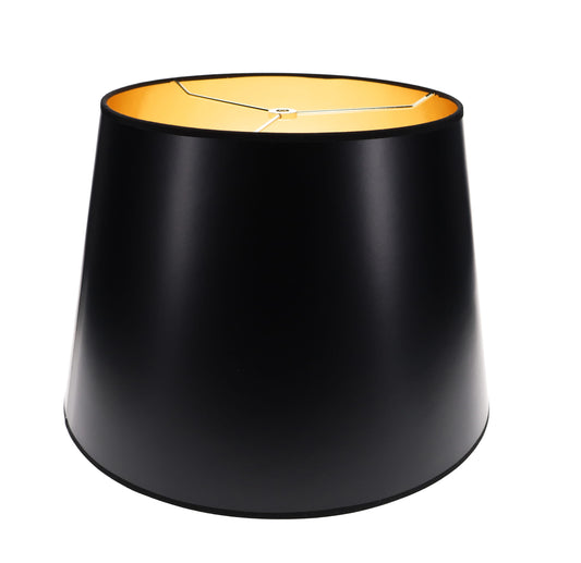 Black Paper Deep Drum Hardback Lampshade Gold Lined (07331KE)