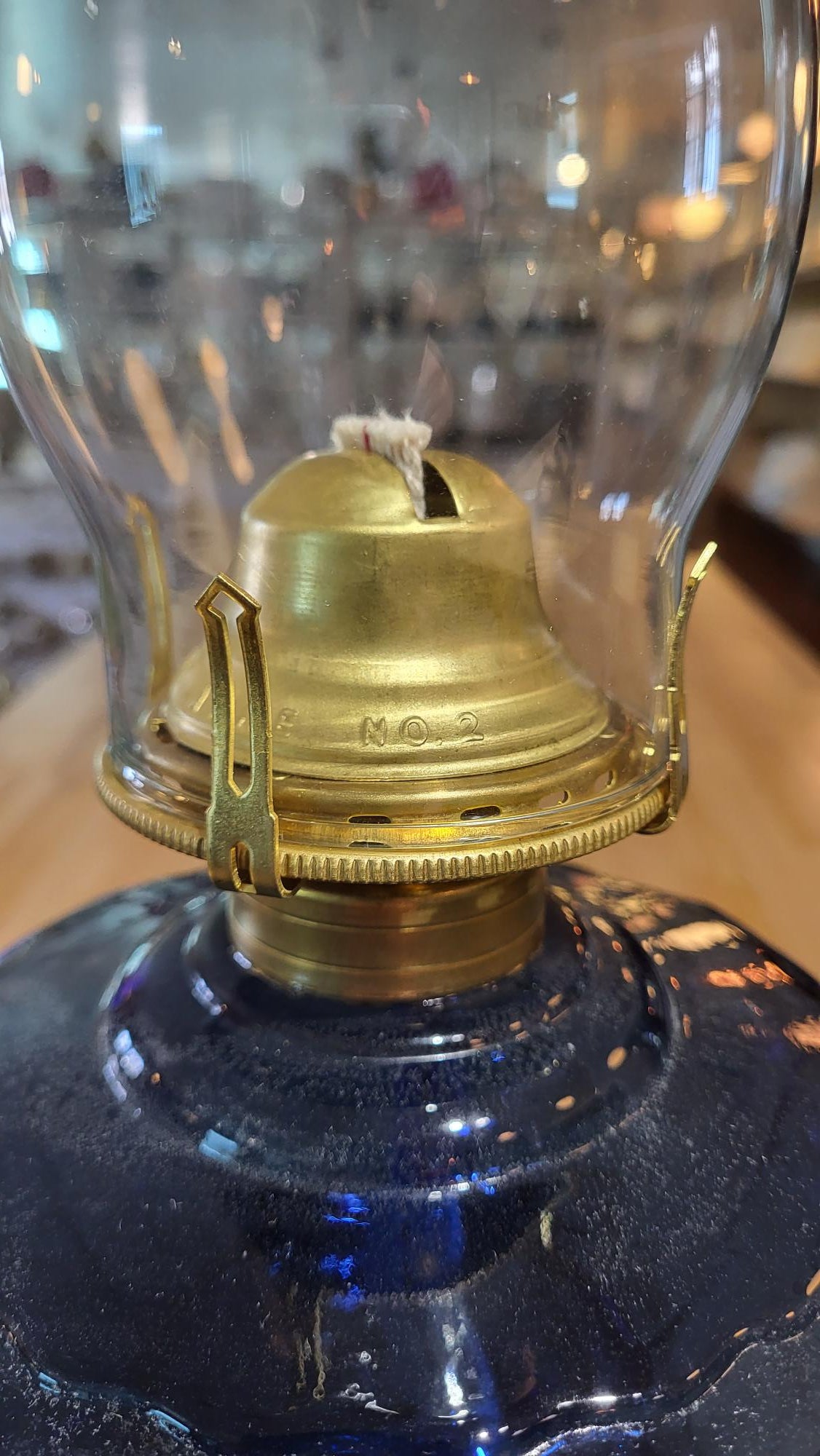 #2 Solid Brass Queen Anne Oil Lamp Burner with Wick (10622)