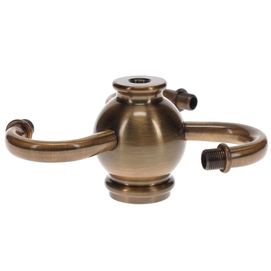 3 Spiral Arm Heavy Brass Lamp Cluster, Choice of Finish (10459B)