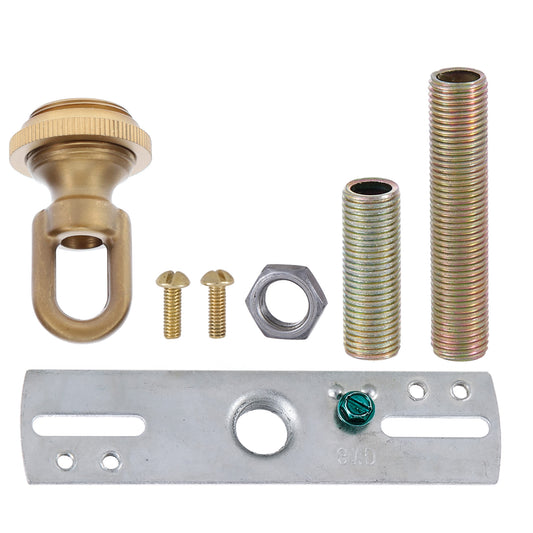 Cast Antique Brass Finish Screw Collar Canopy Set, 1/4F Tap, Mounting Hardware Kit (10951A)