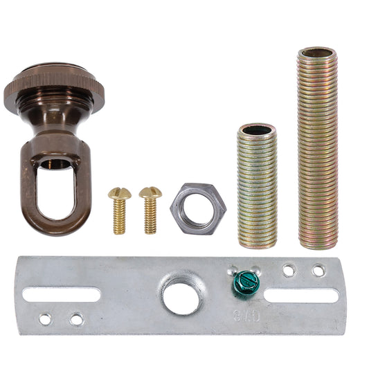 Cast Antique Bronze Screw Collar Canopy Set, 1/4F Tap, Mounting Hardware Kit (10951B)