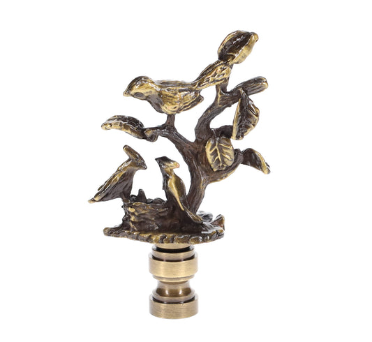 Birds on Branch Lamp Finial, 2-7/8" Tall 1/4-27 Tap (11078A)