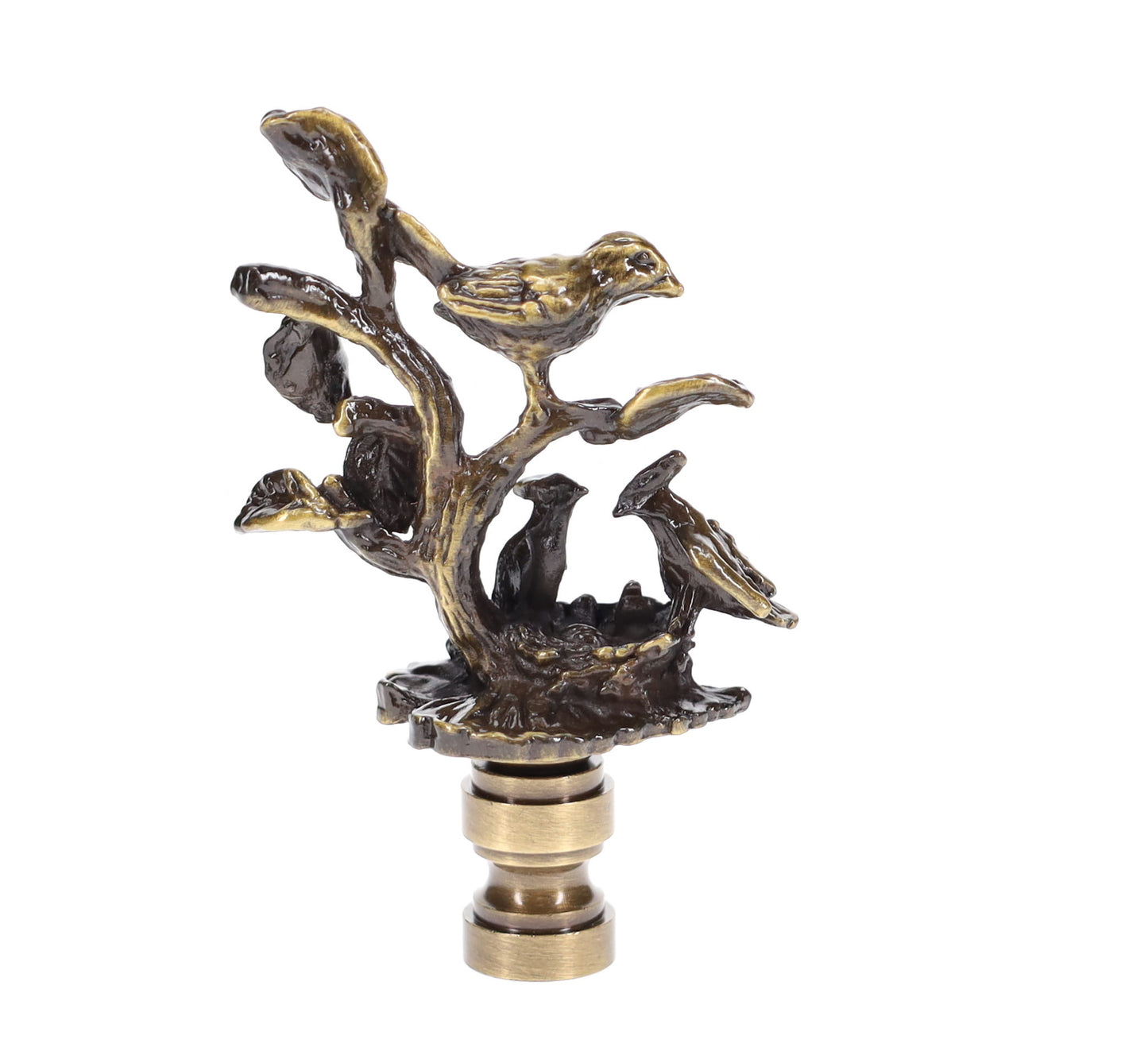 Birds on Branch Lamp Finial, 2-7/8" Tall 1/4-27 Tap (11078A)