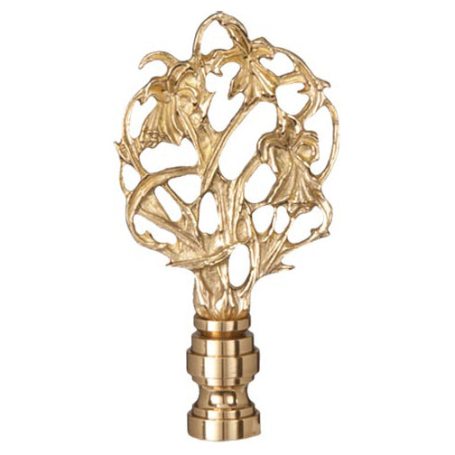 Vine Design Brass Lamp Finial, 3-1/8" Tall, 1/4-27 Tap (11080)