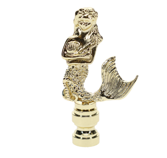 2-7/8" Tall Mermaid Design Solid Brass Finial 1/4-27F Tap (11262)