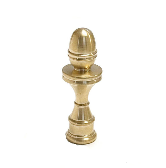 2-1/2" Tall x 7/8" Diam Unfinished Brass Mid-Century Modern Style Finial Tap 1/4-27 (11406U)