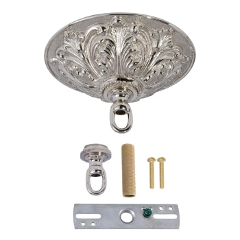 5-1/2" Diameter Ceiling Canopy kit, Die Cast Brass Material, Nickel Plated Finish (11877N)